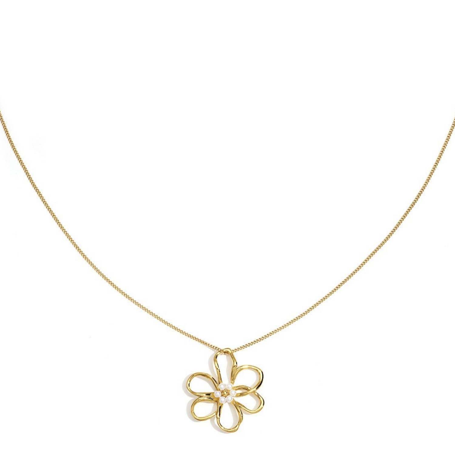 Flower with pearl necklace long