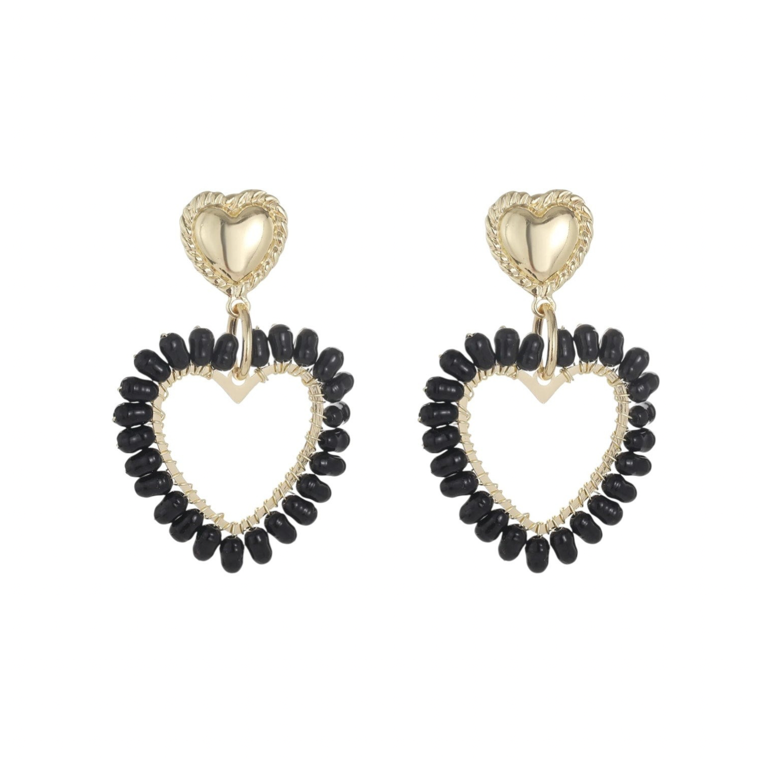 Black heart statement oorbellen
