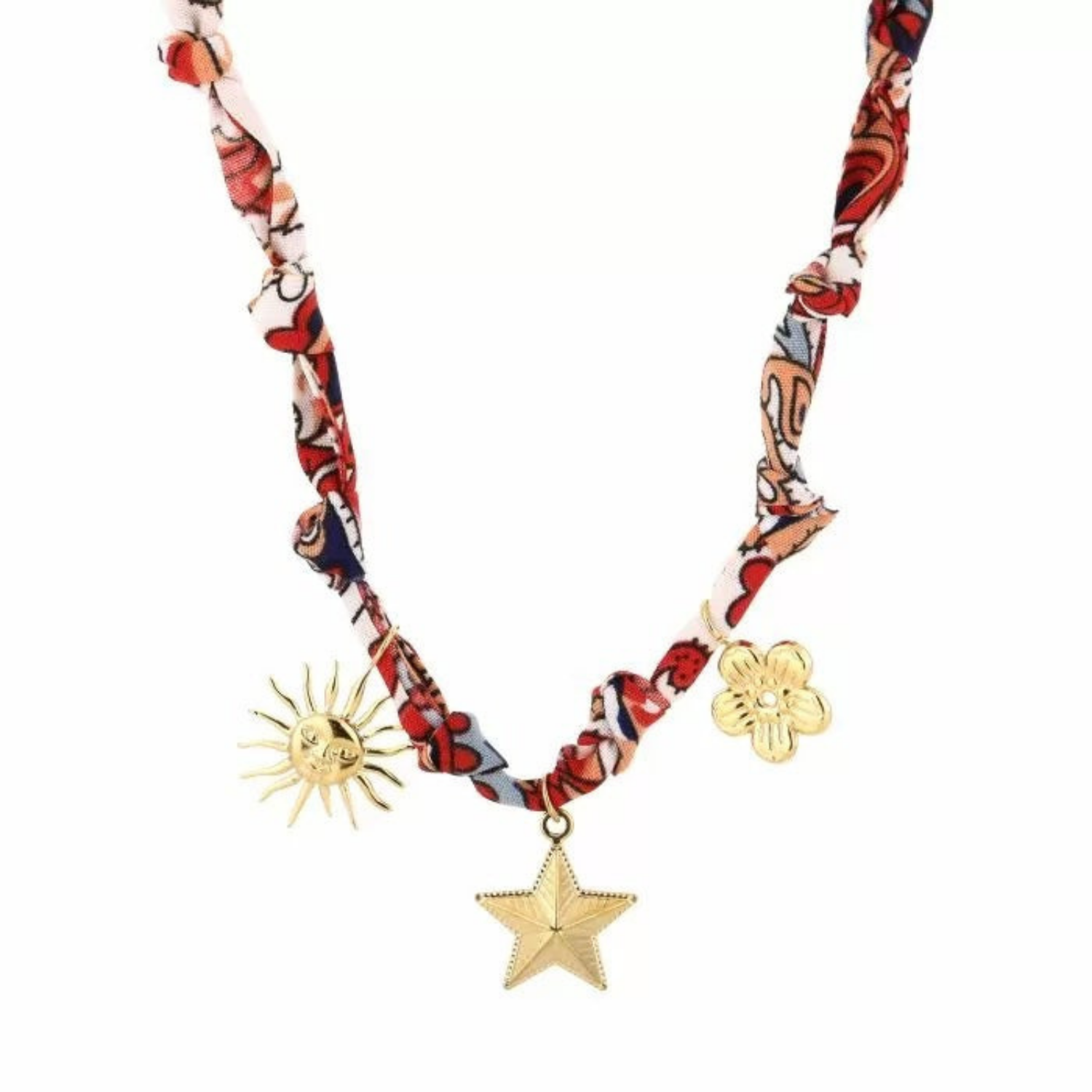 Gevlochten ketting bedel floral goud