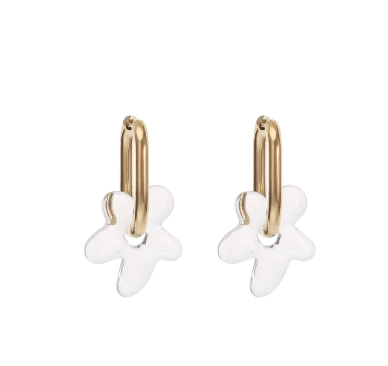 Doorzichtige bloem oorbellen goud