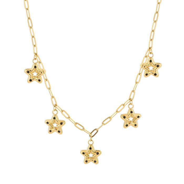 Ster met stippen ketting goud