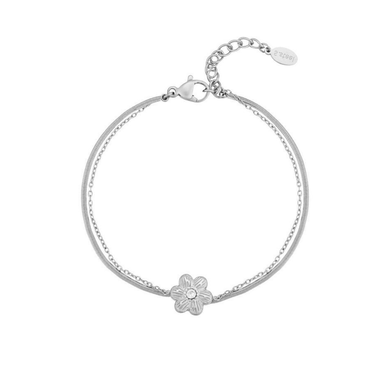 Flower love armband zilver