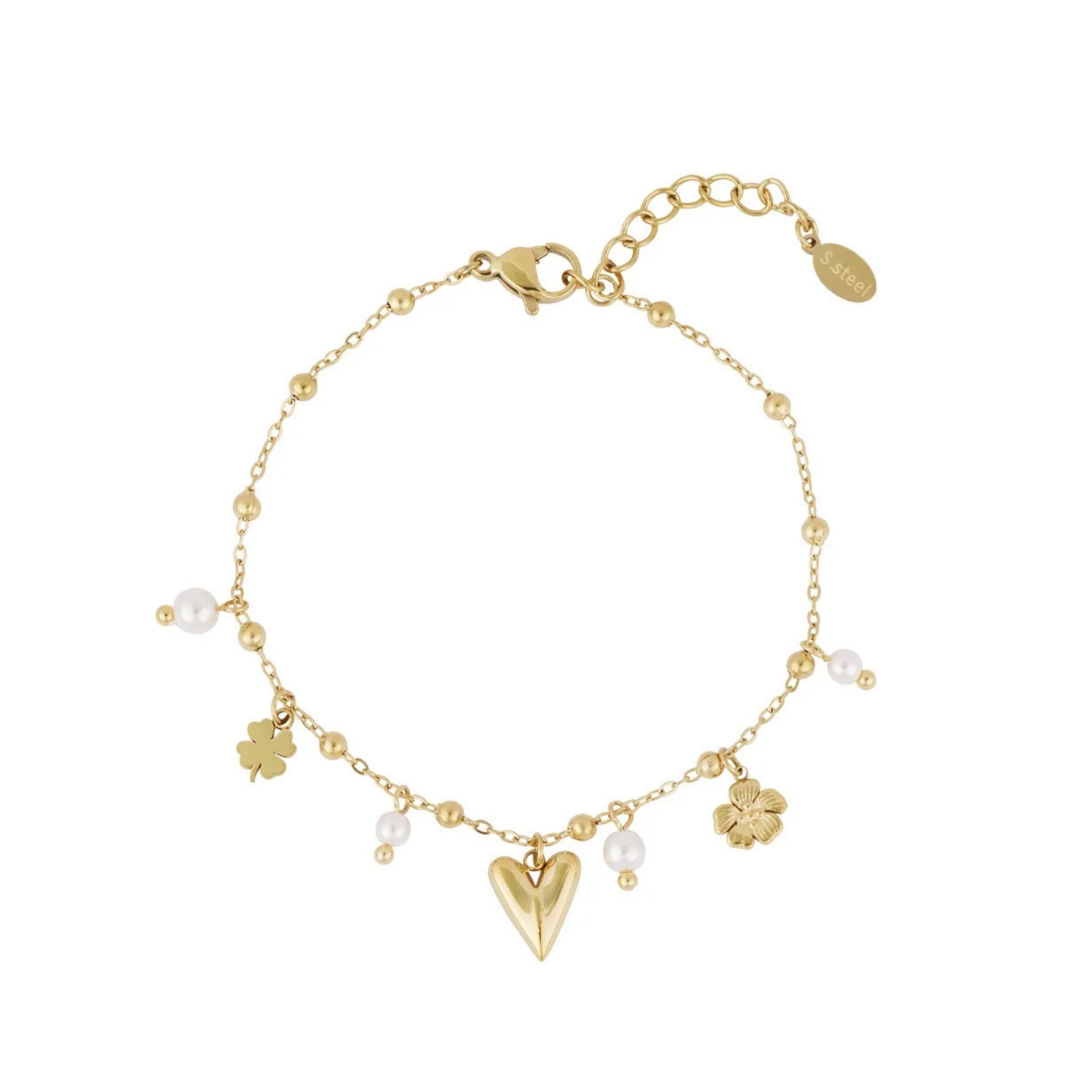 Lucky love armband goud