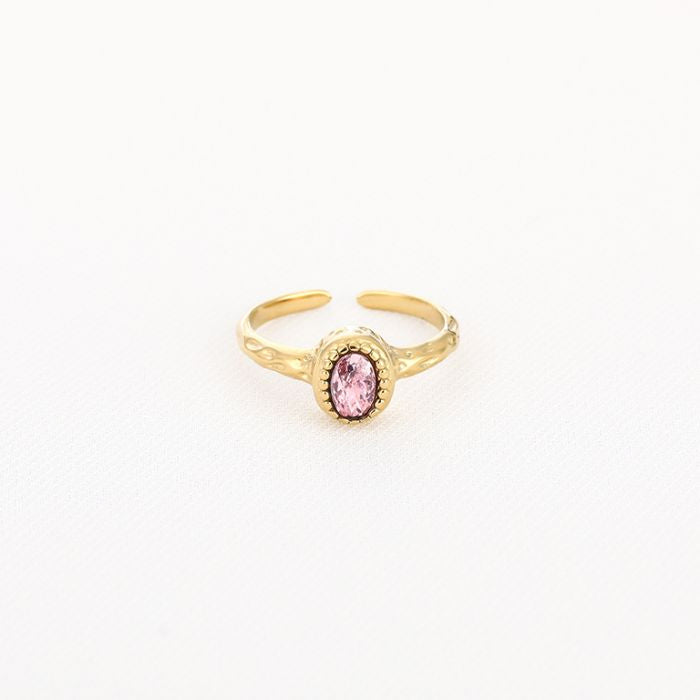 Pink stone ring goud