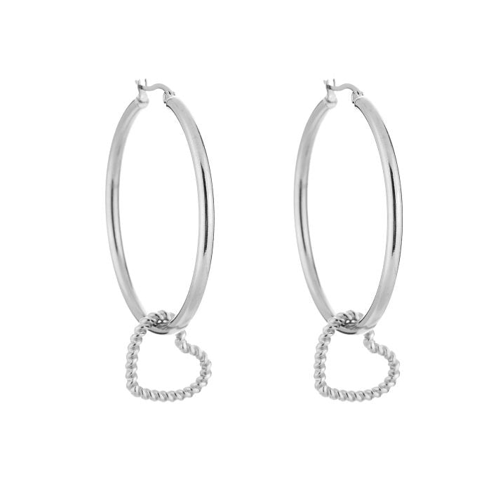 Big hoops with a heart zilver