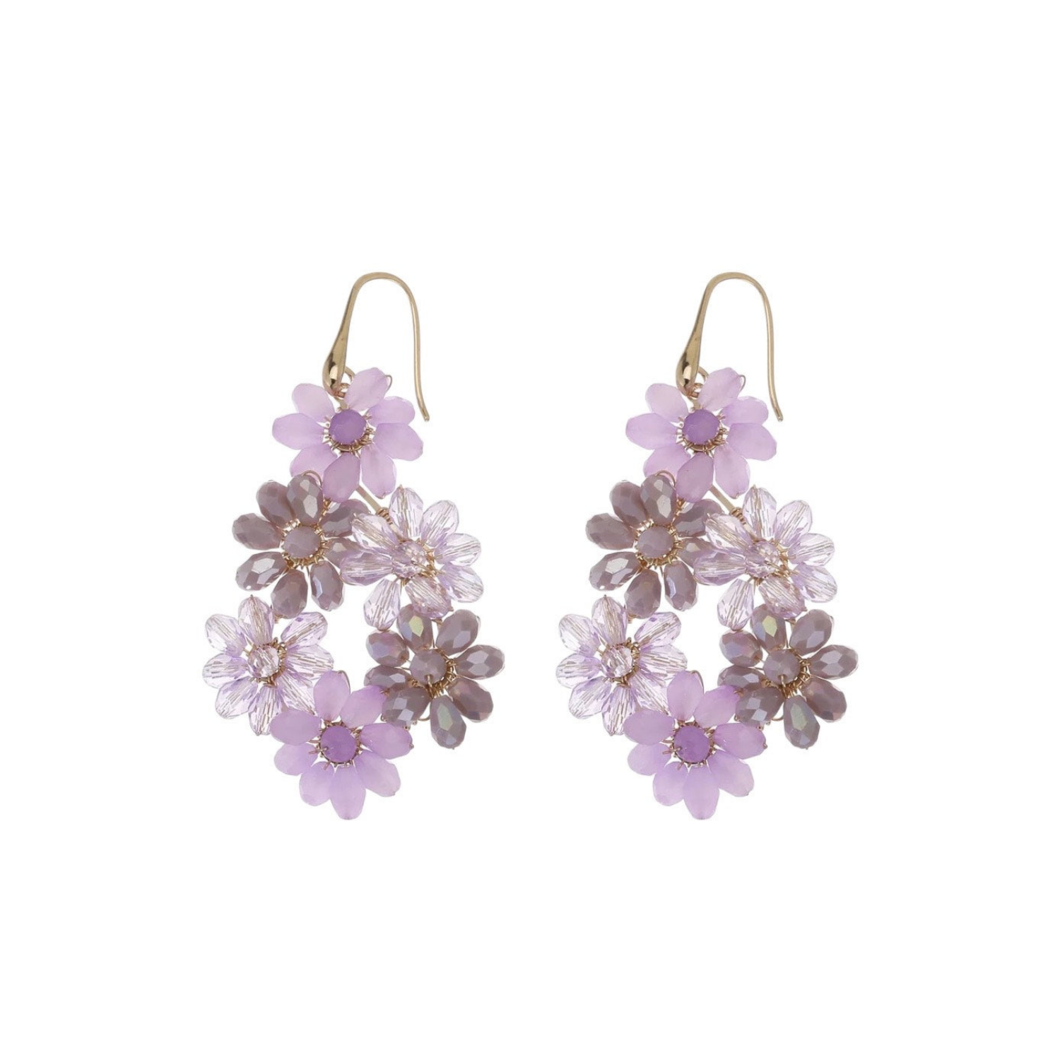 Lila bloemen oorbellen statement