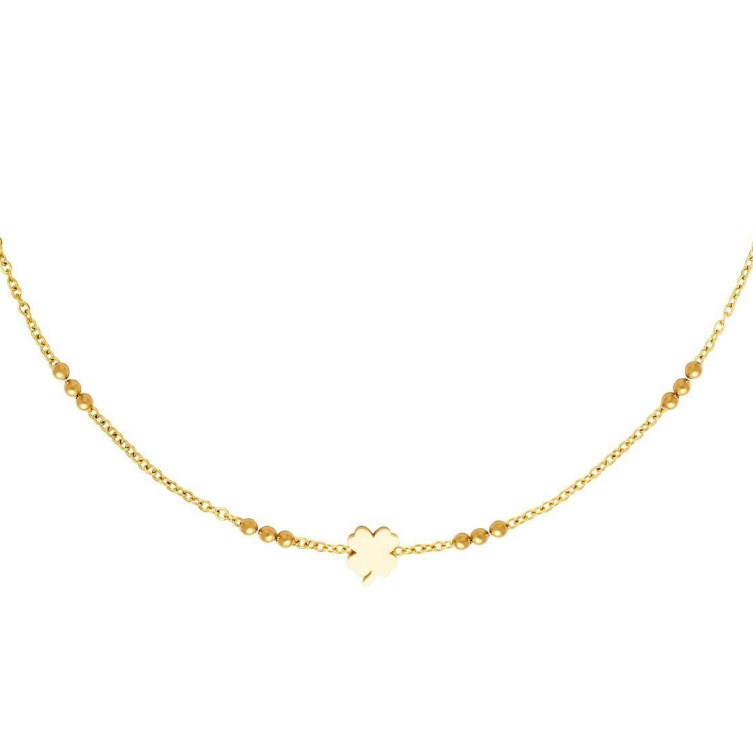 Geluk ketting met kraaltjes goud