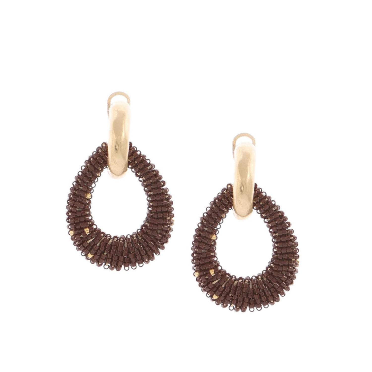 Gold brown statement oorbellen