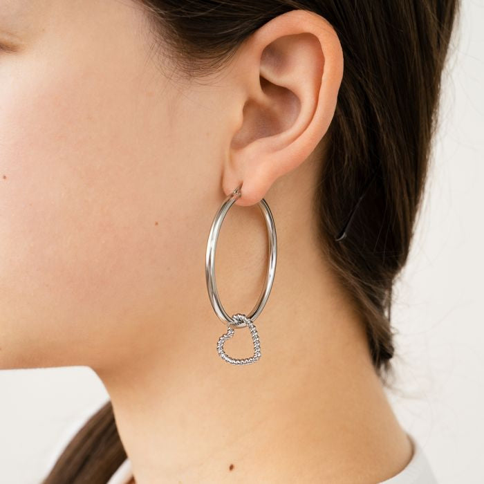 Big hoops with a heart zilver