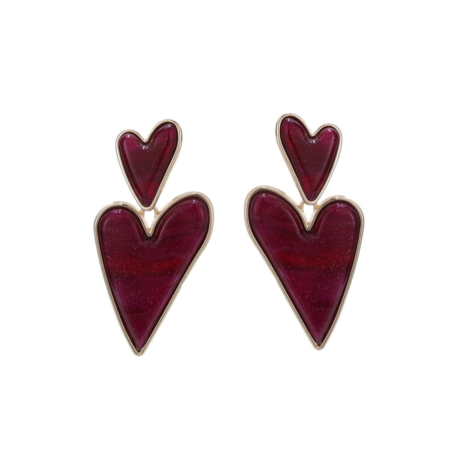 Red hearts statement oorbellen
