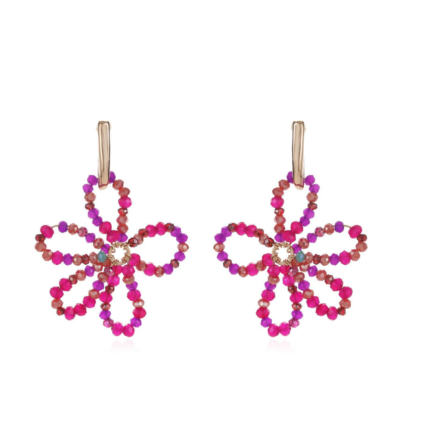 Flower oorbellen kraaltjes goud