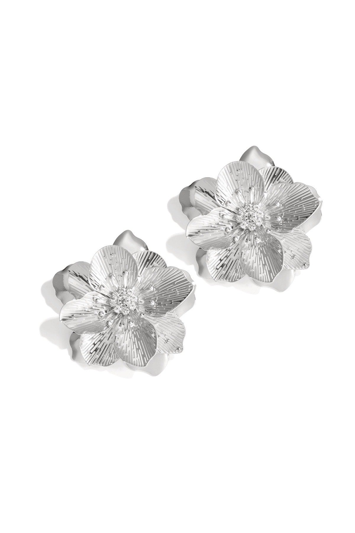 Luxe flower earrings zilver