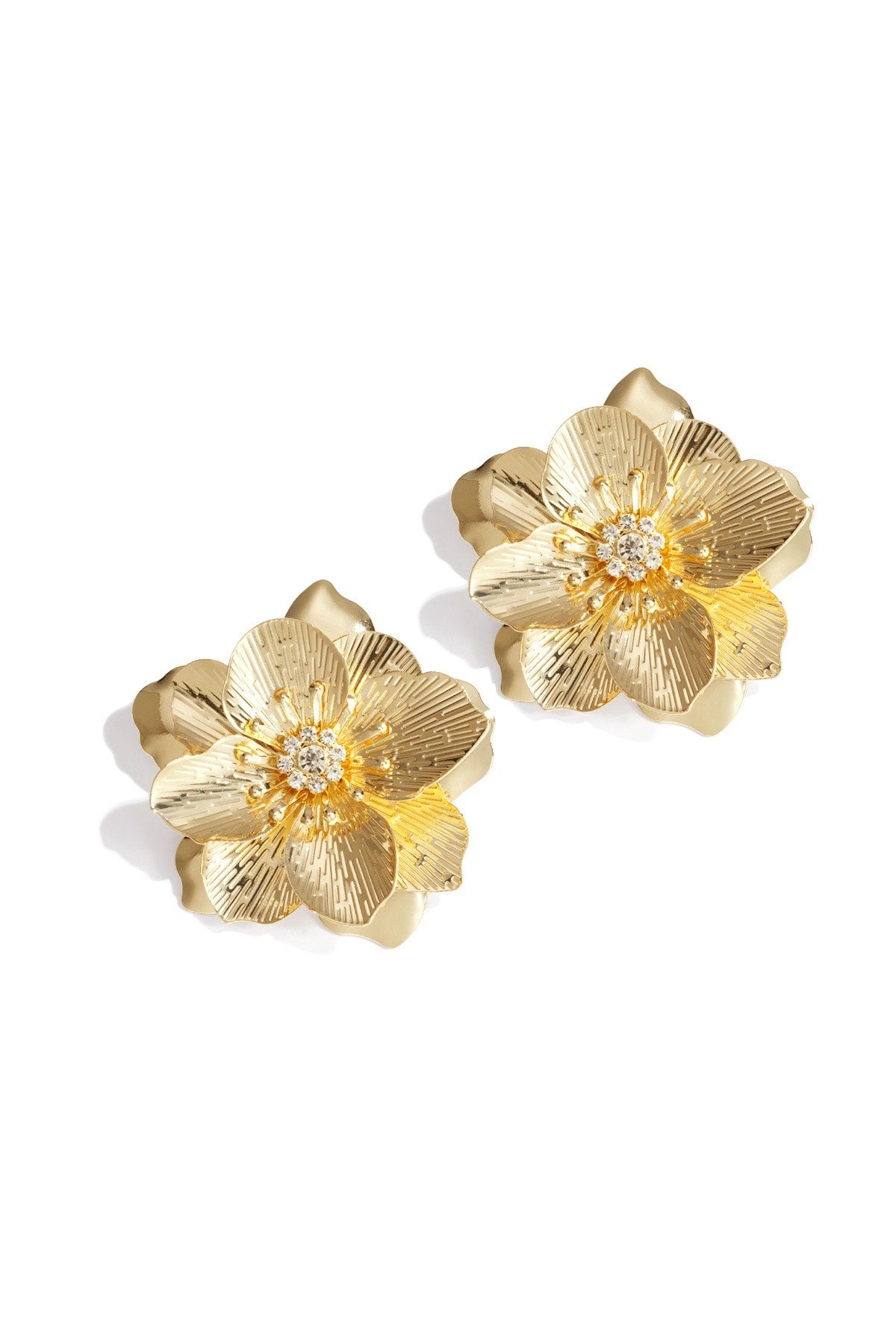 Luxe flower earrings goud