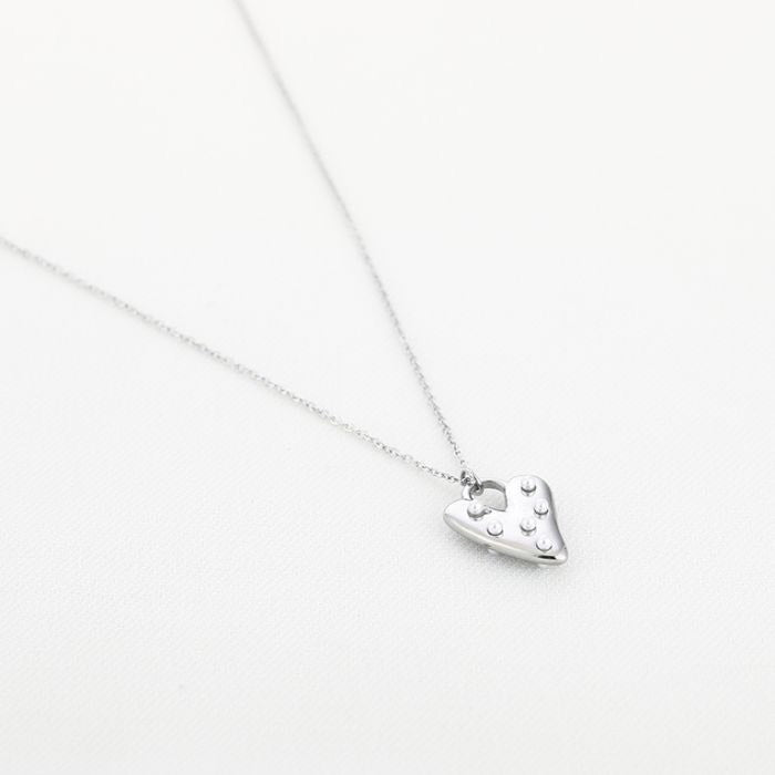 Hartje met parels ketting zilver