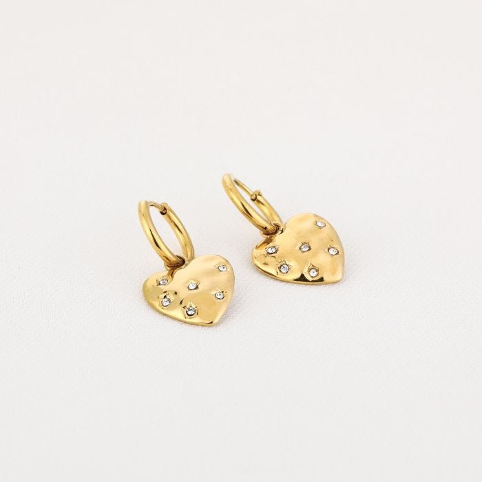 Hart steentjes oorbellen goud