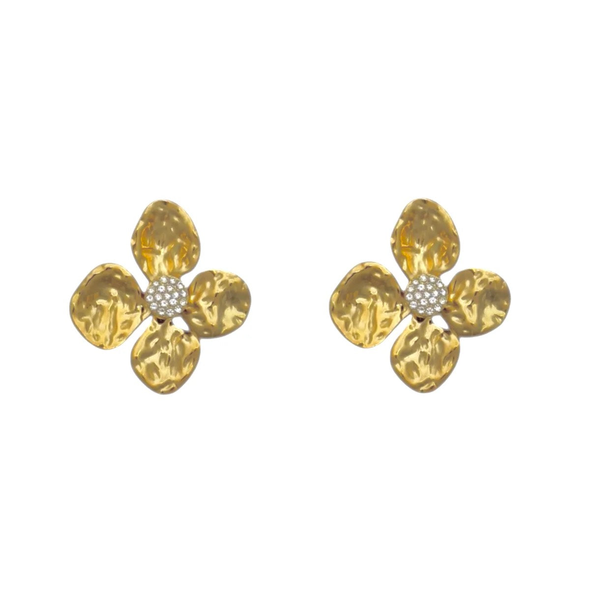 Big flower oorbellen goud