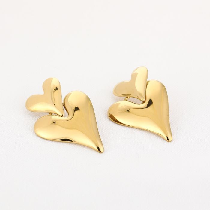 Love hart oorbellen hangers goud