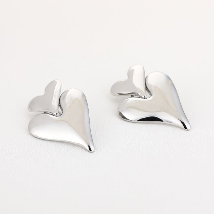 Love hart oorbellen hangers zilver