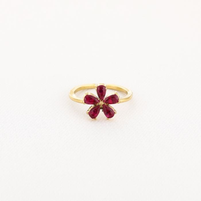 Statement ring bloem rood