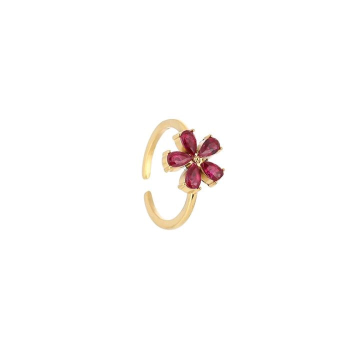 Statement ring bloem rood
