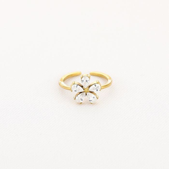 Statement ring bloem wit