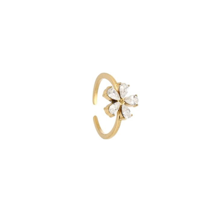 Statement ring bloem wit
