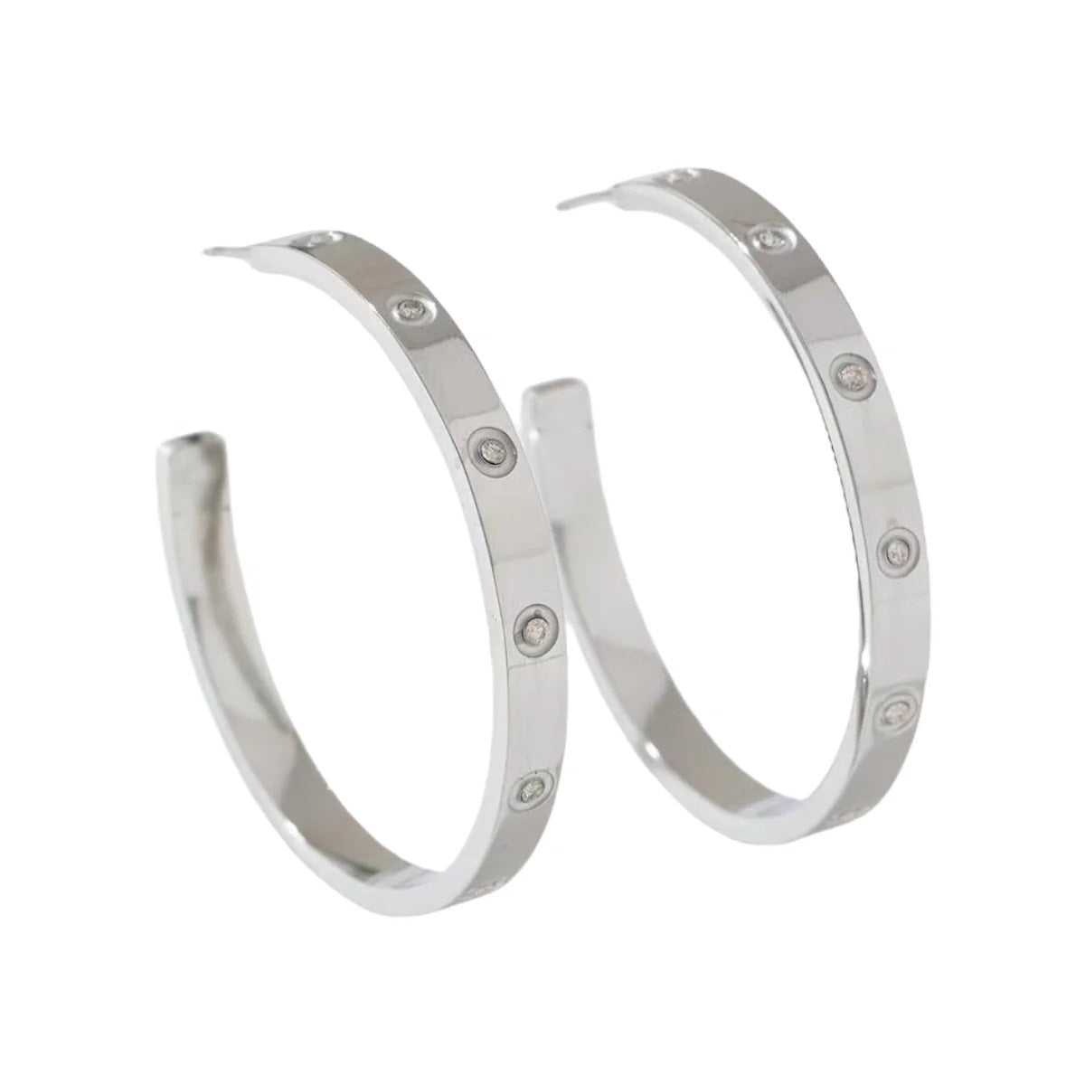 Glass oorbellen zilver