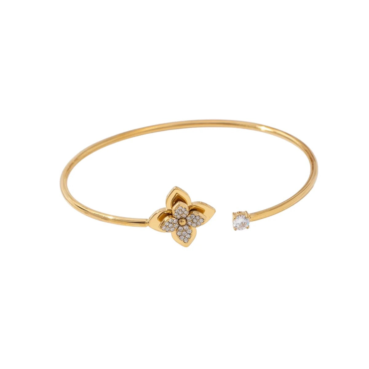 Open blossom bangle goud