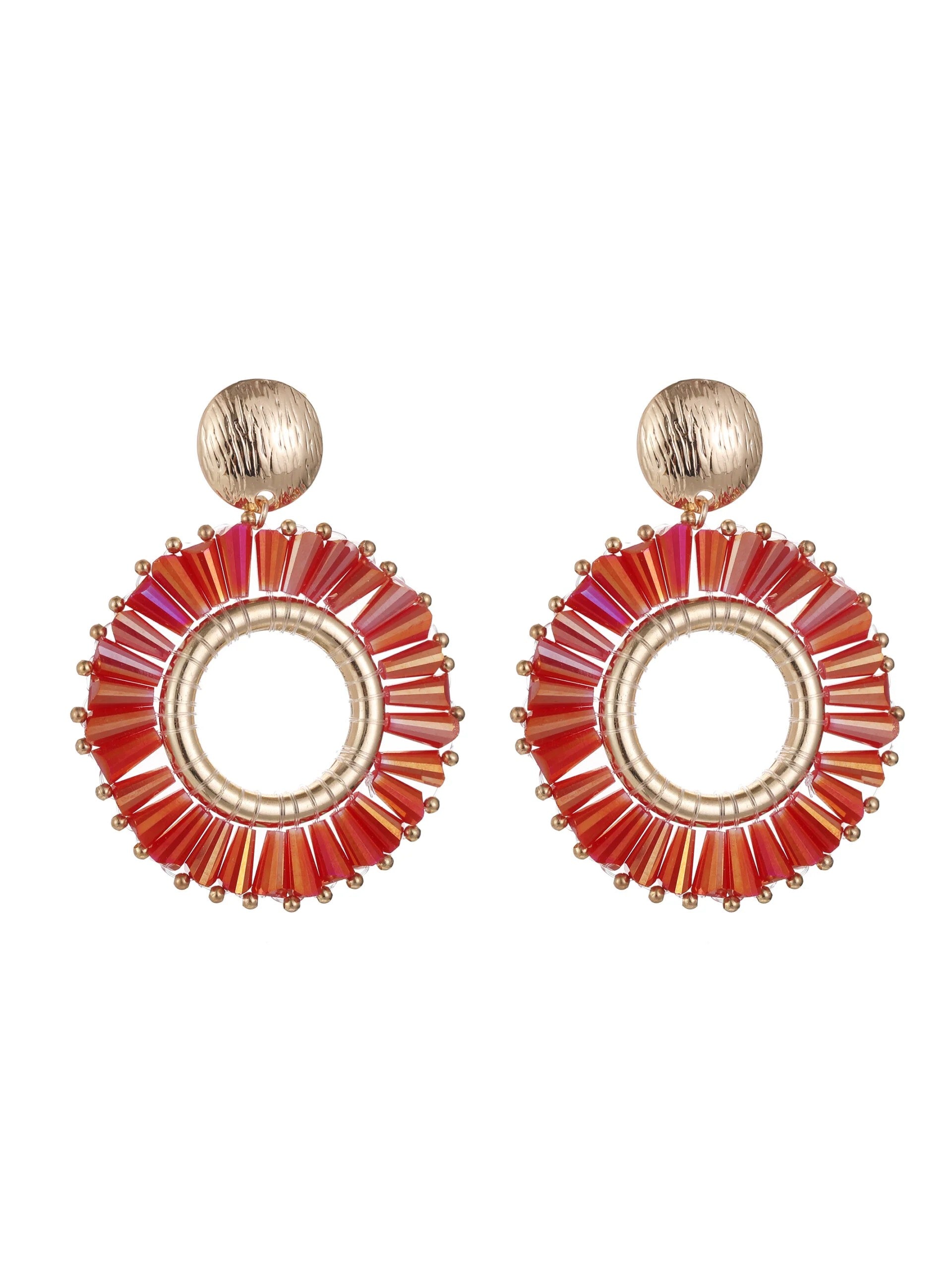 Gekleurde ronde oorbellen goud