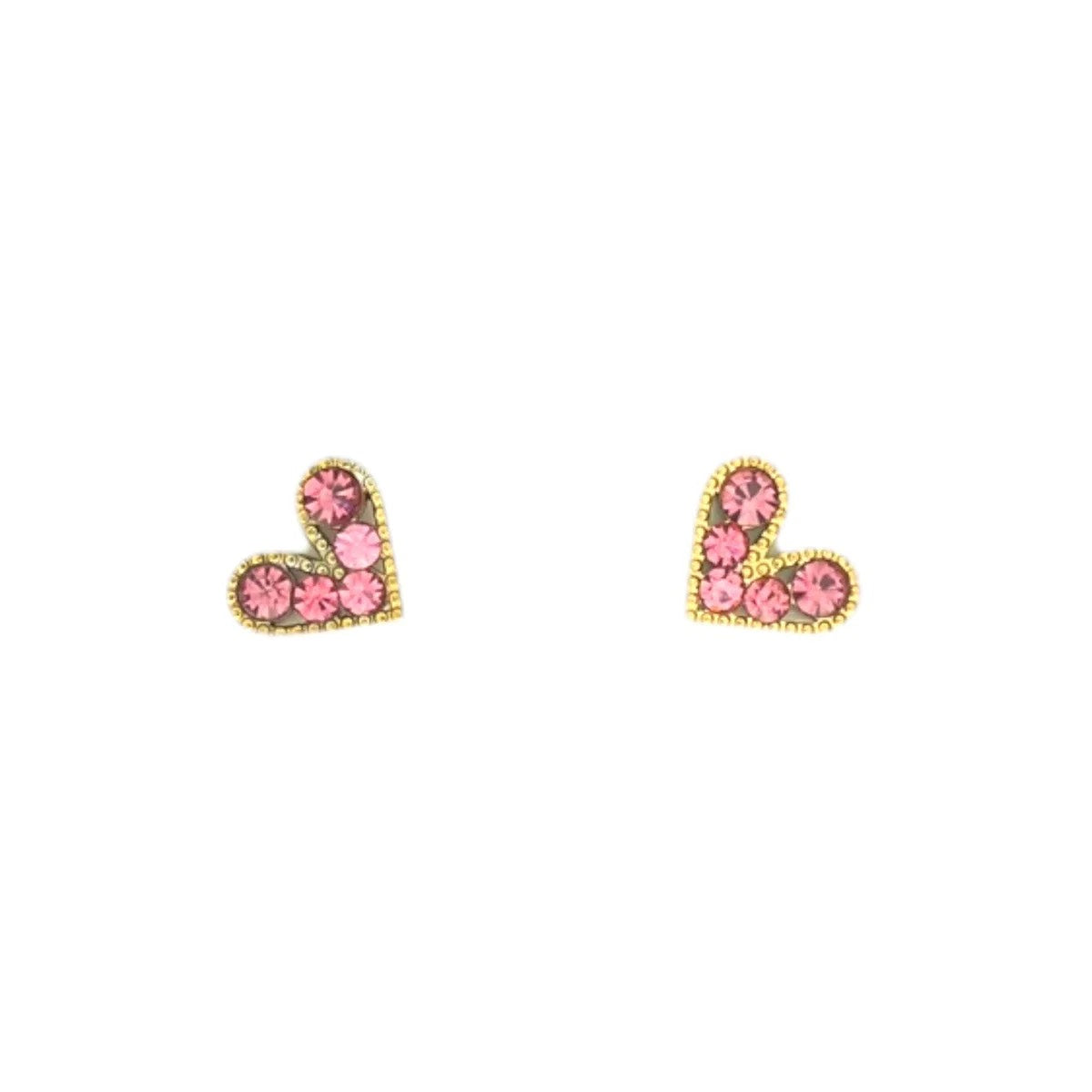 Hartjes studs met steentjes roze
