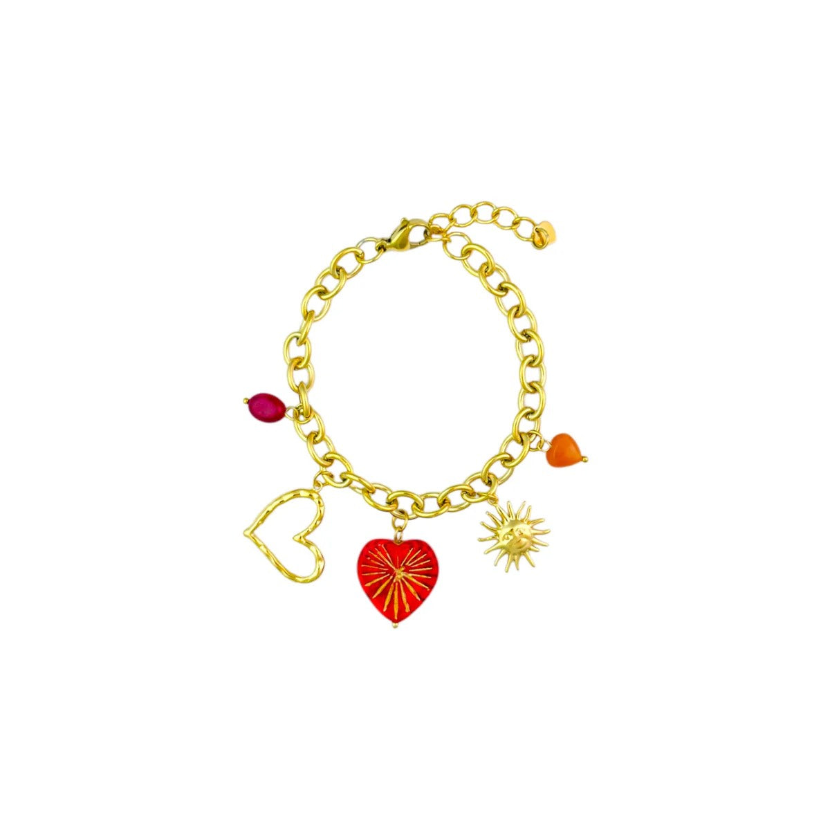 Love hearts armband goud