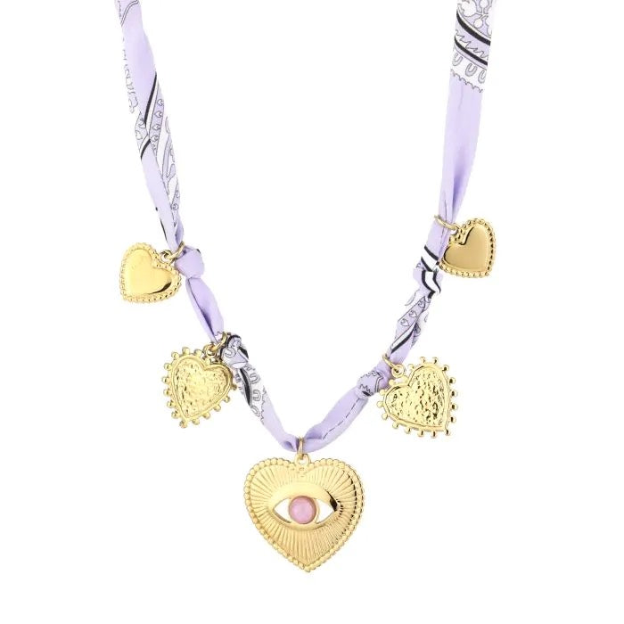 Purple eye ketting goud