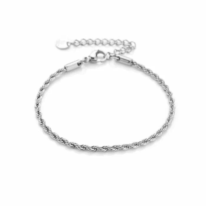 Gedraaide armband zilver smal