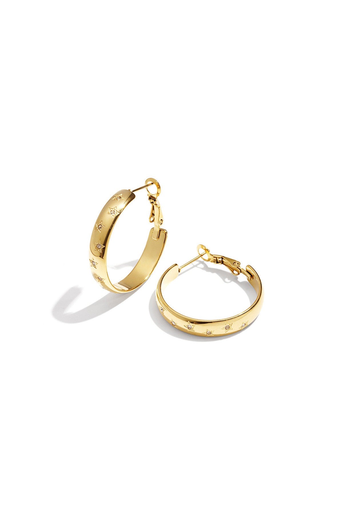 Trendy star hoops oorbellen goud