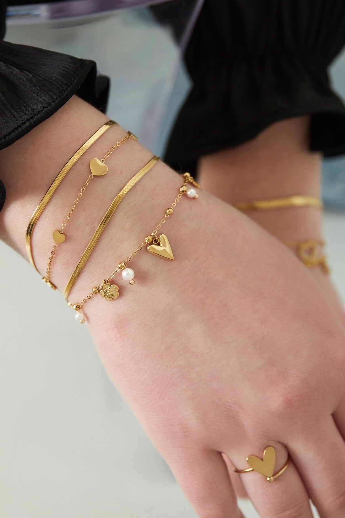 Lucky love armband goud