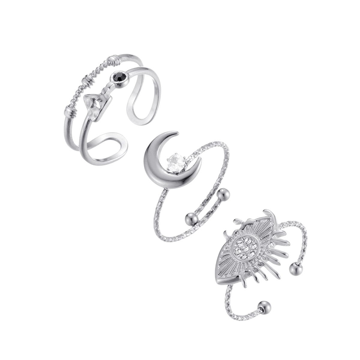 Ringen set fantasie zilver
