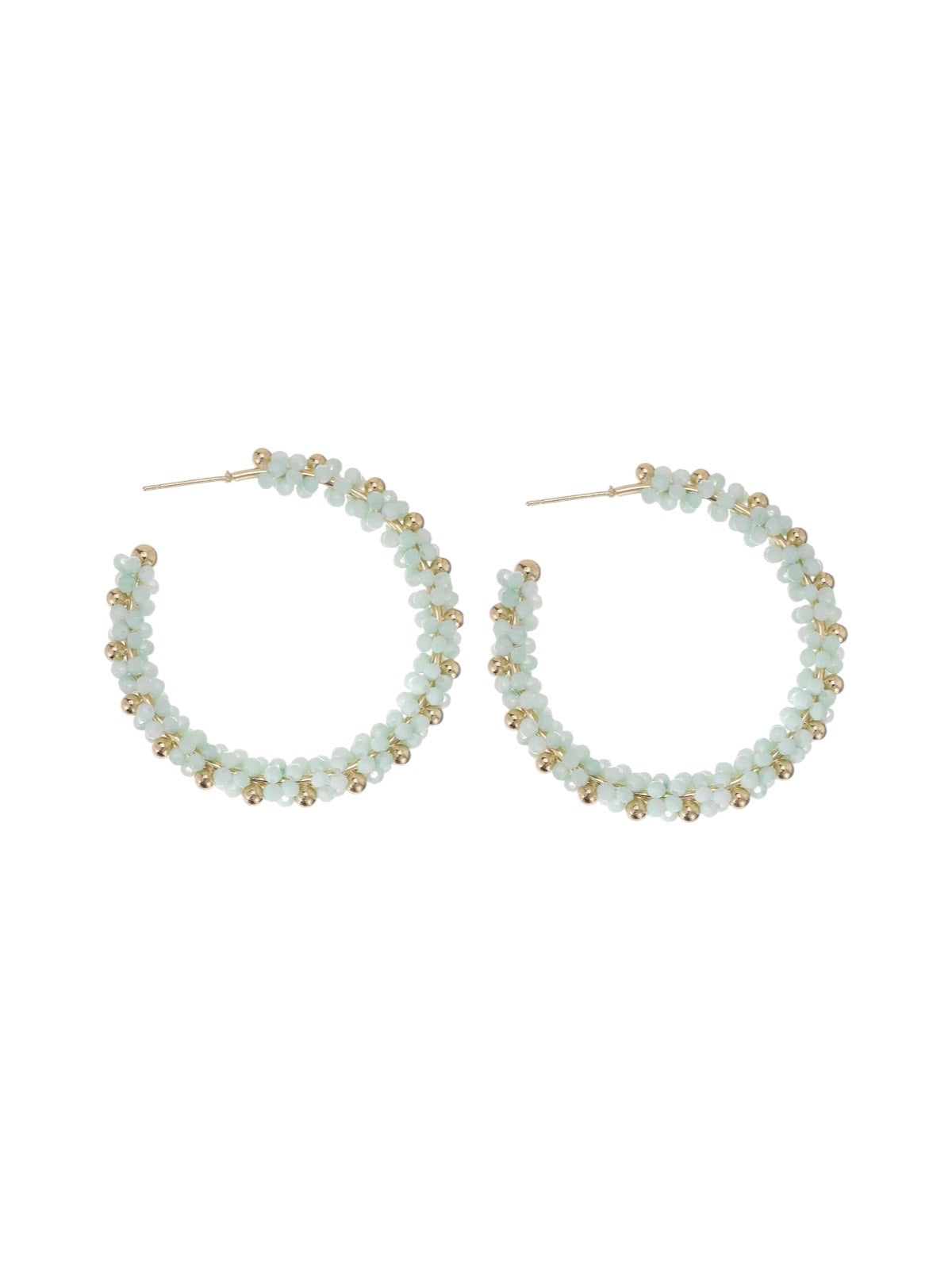 Lichtblauwe kralen oorringen groot