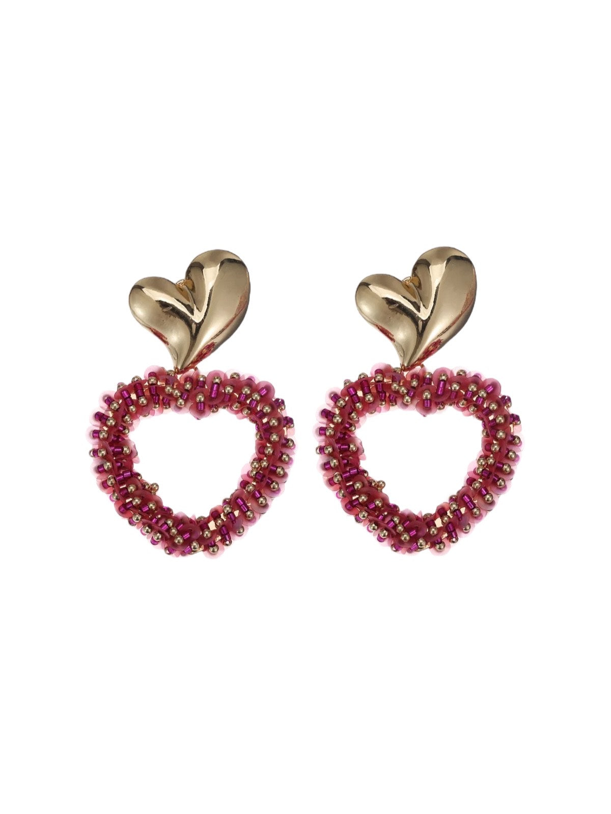 Dubbele hart oorbellen goud