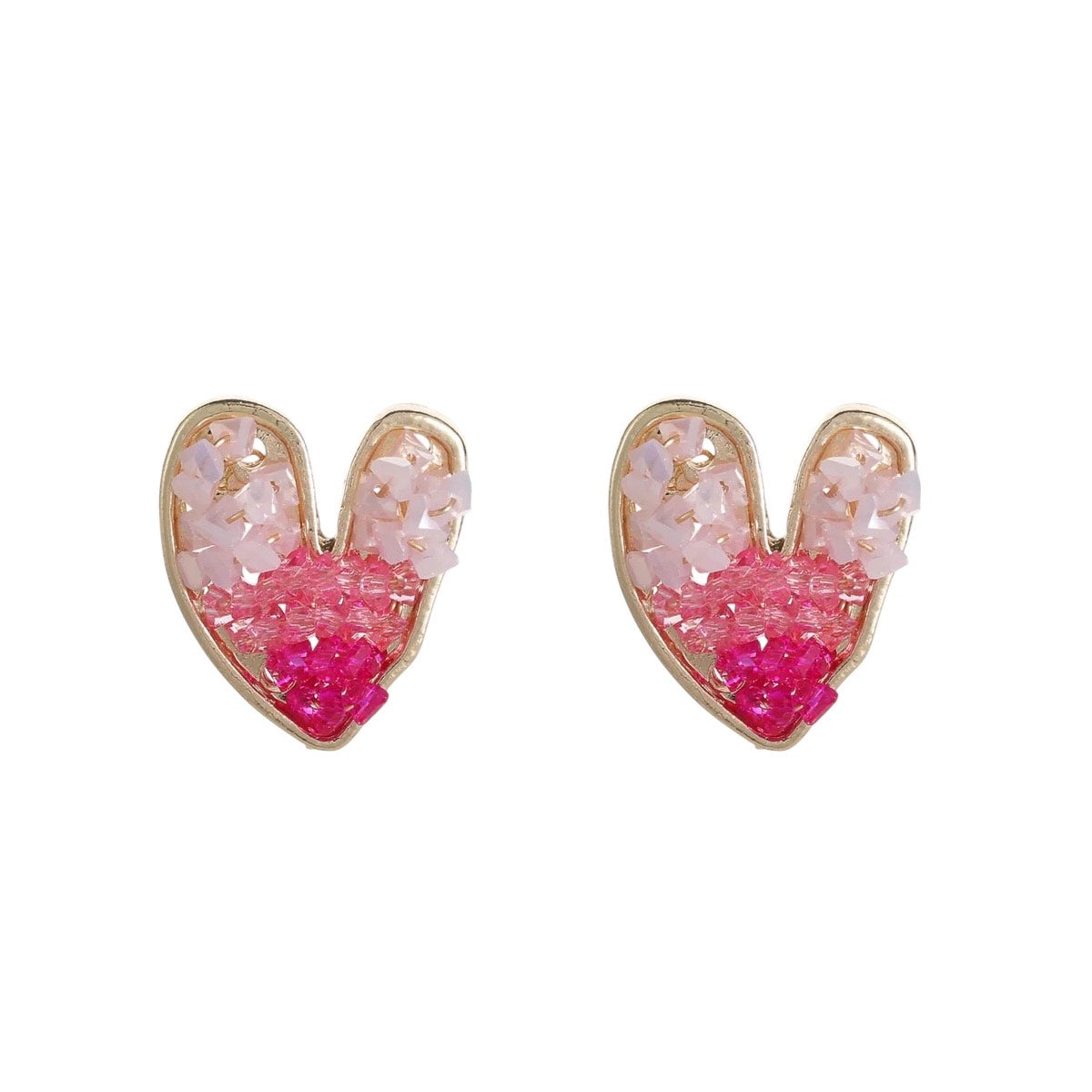 Roze mix hartjes oorknopjes