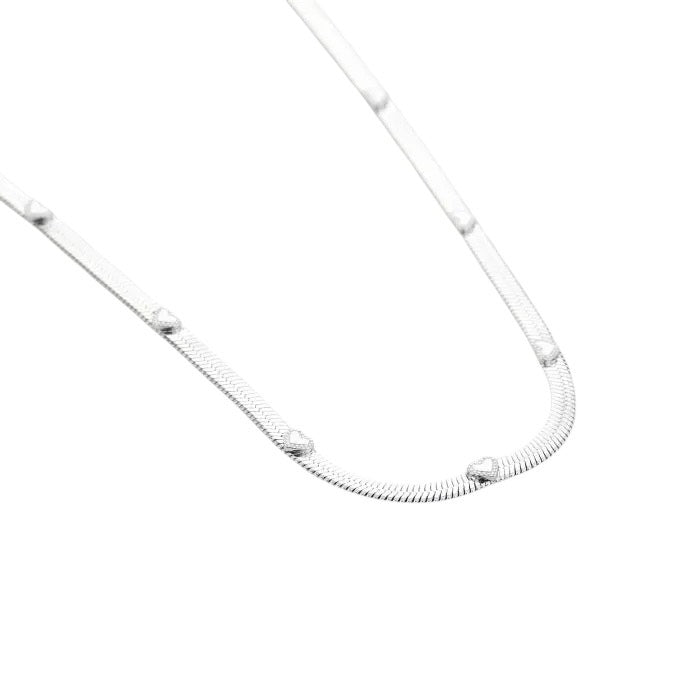Snake ketting met hartjes zilver