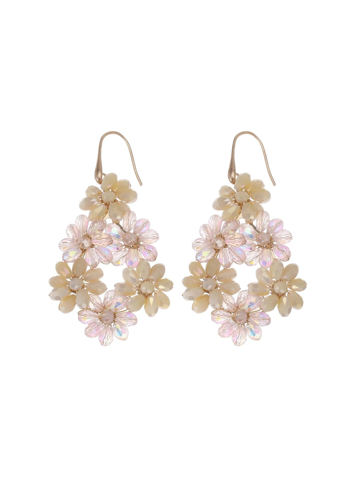 Licht roze bloemen oorbellen statement