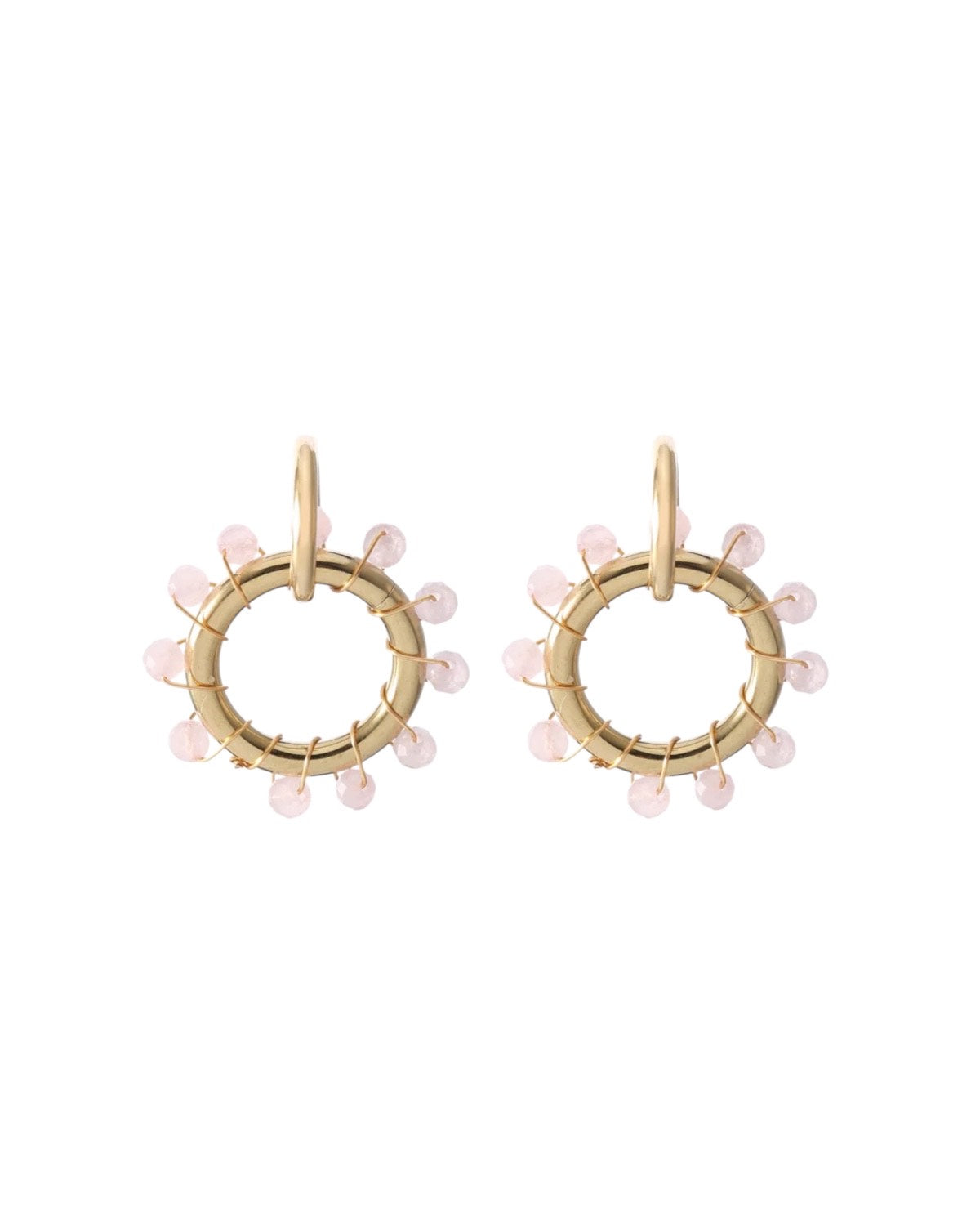 Oorringen met roze bolletjes goud