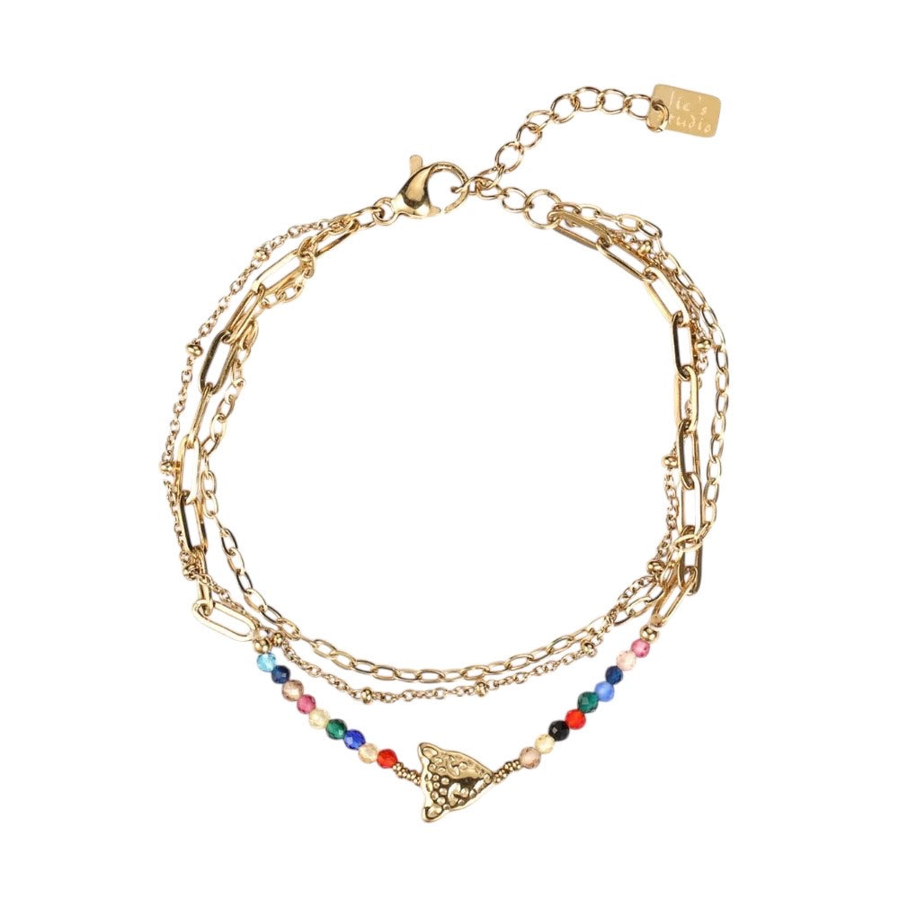 Gekleurde tijger armband goud