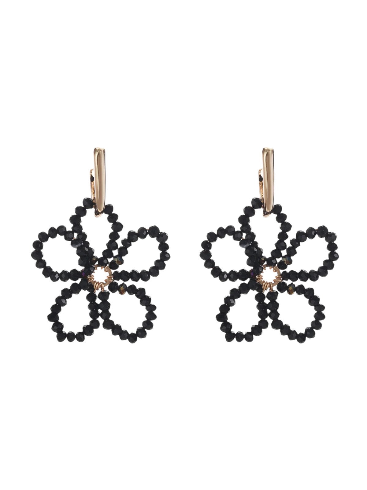 Flower oorbellen kraaltjes zwart