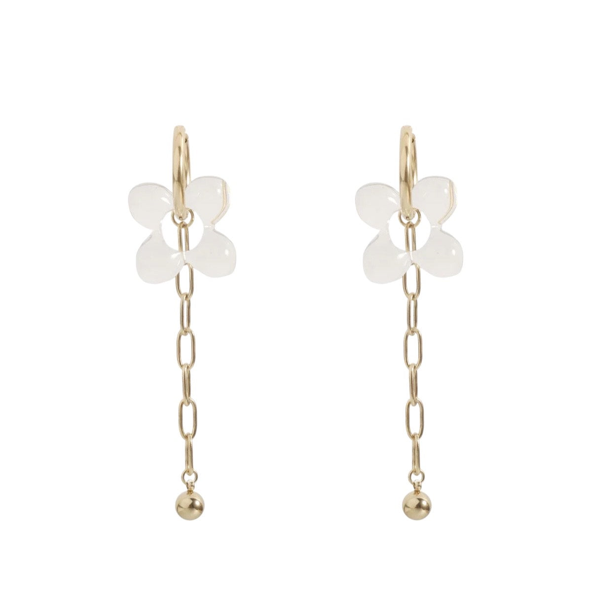 Doorzichtige klaver oorbellen goud