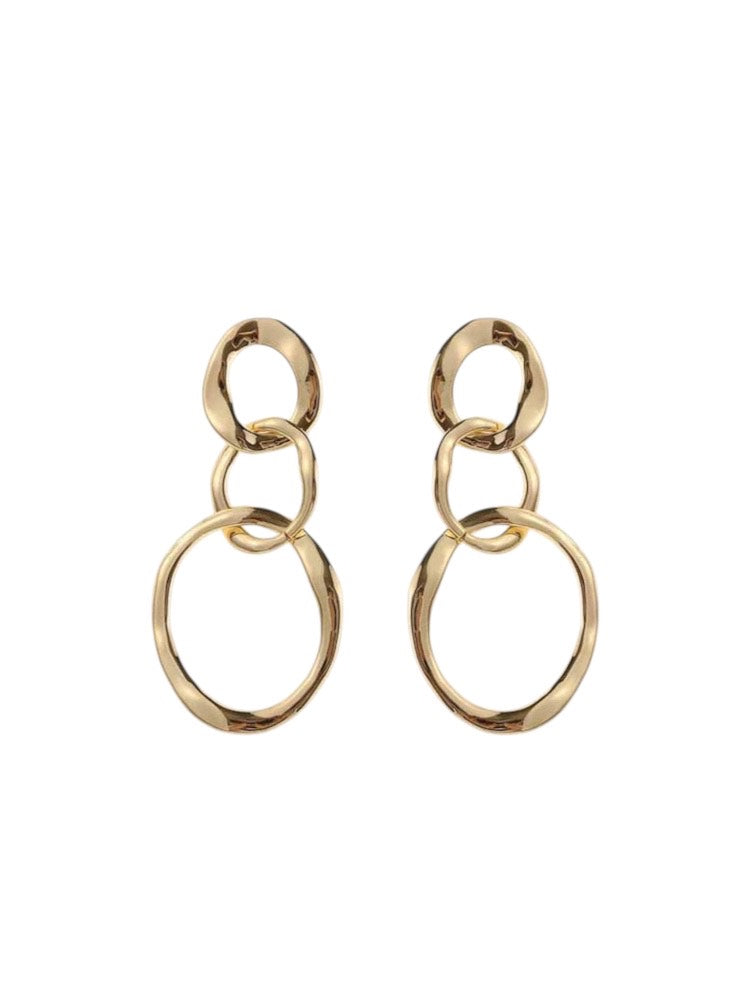 3 dubbele ring oorbellen statement goud