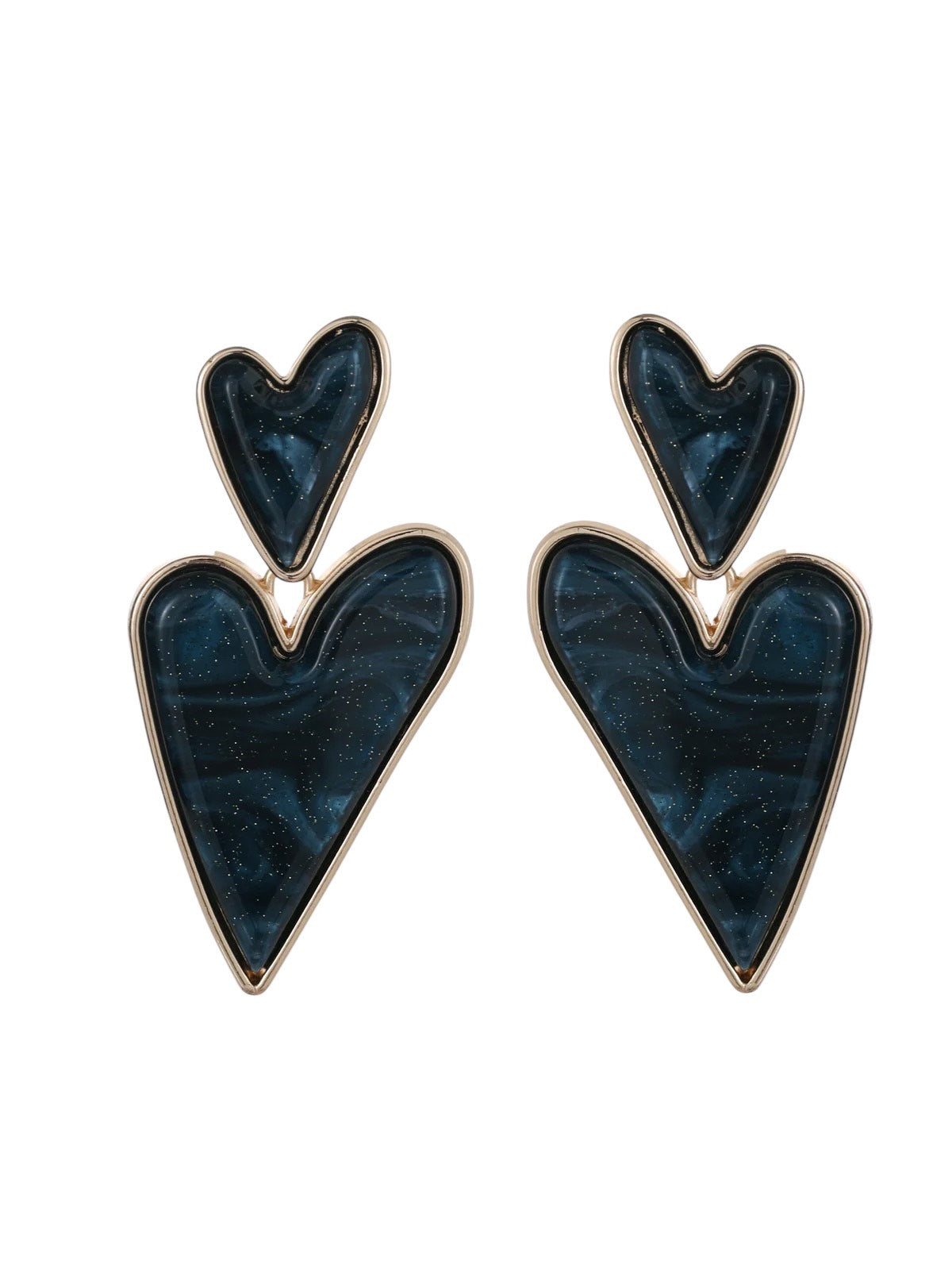 Darkblue hearts statement oorbellen