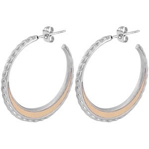 Oorringen zalm roze met zilver