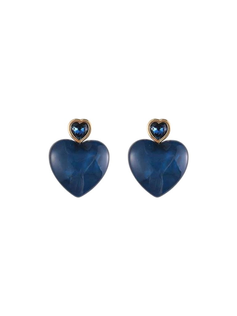 Blue heart earrings