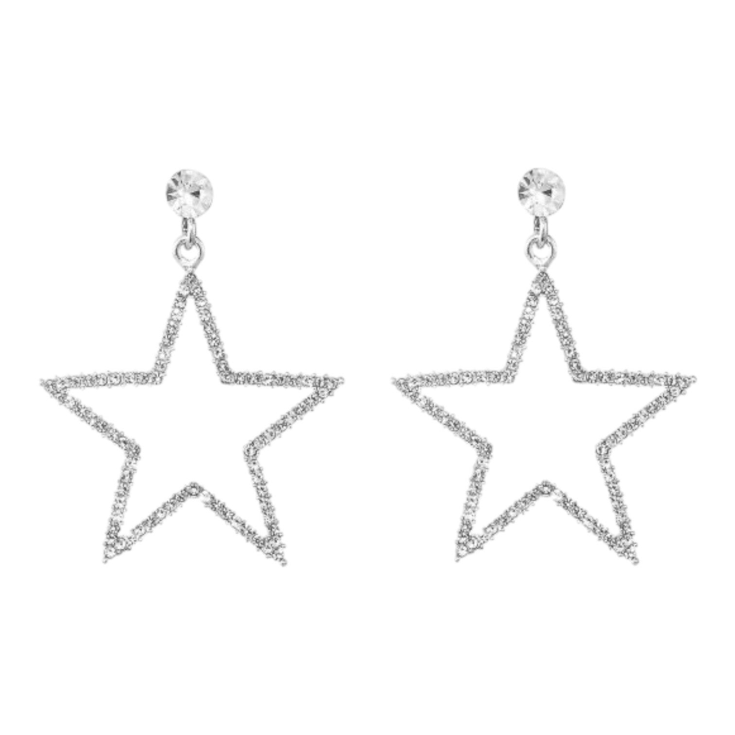 Shiny star oorbellen zilver